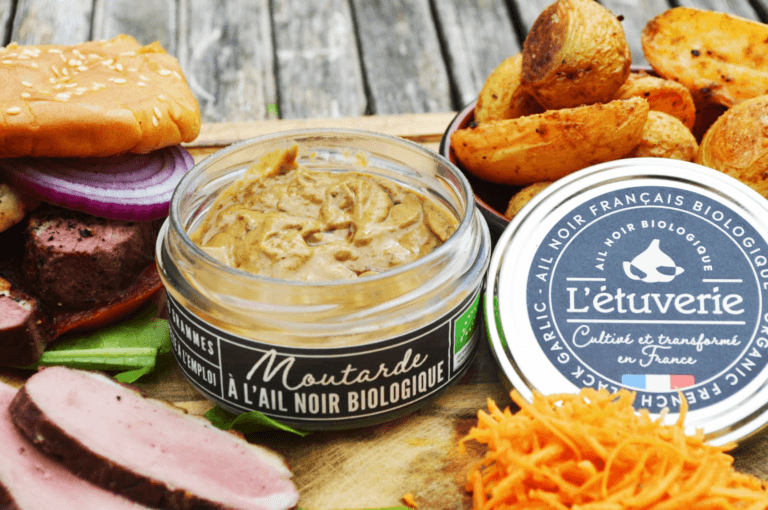 Bio-Senf mit schwarzem Knoblauch